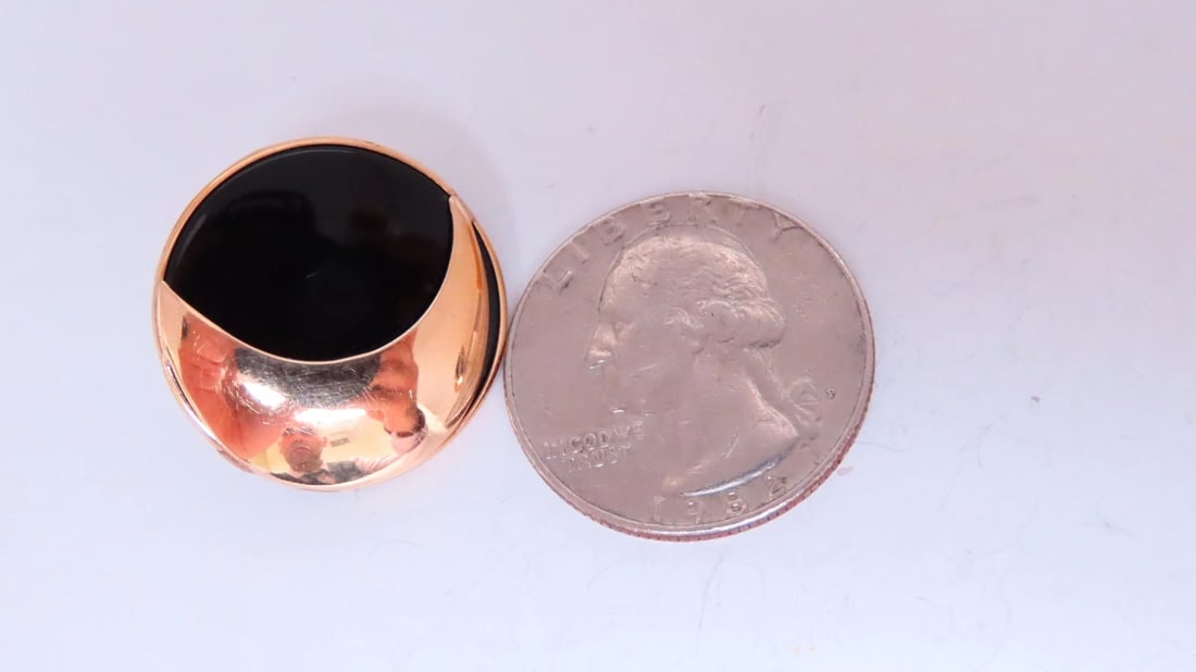 Onyx Panda Eyes Round Stud Earrings 14kt gold 12629** - 3