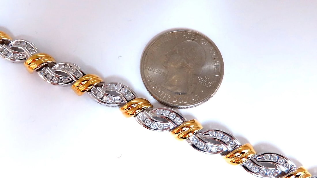 3ct Natural Round Diamonds Bracelet Channel 14kt** - 2