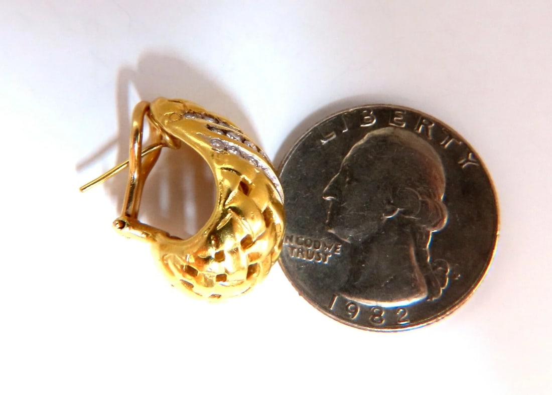 Basket weave natural 1.50ct diamond clip earrings 18kt** - 6