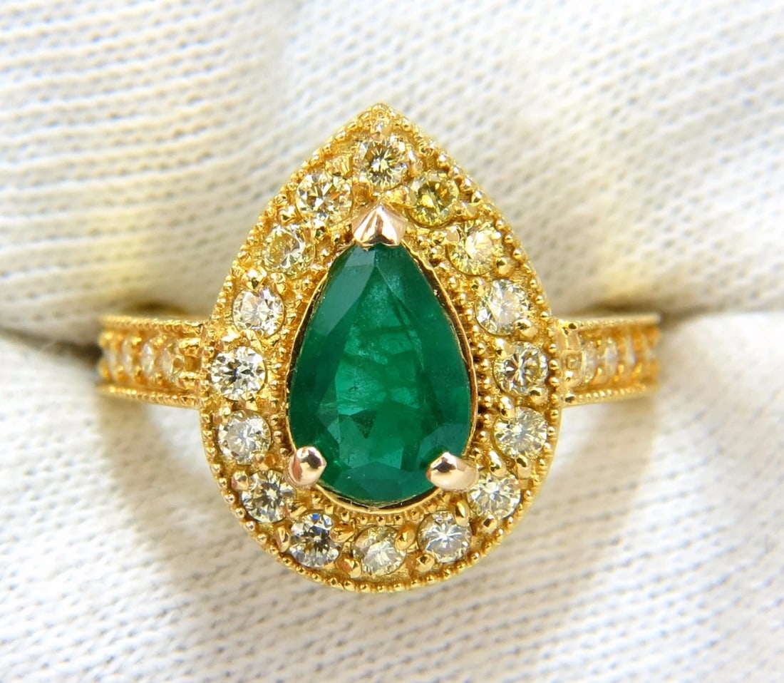 2.85ct Natural Pear Brilliant Emerald diamond ring 14kt G/Vs Fancy Yellow** - 7