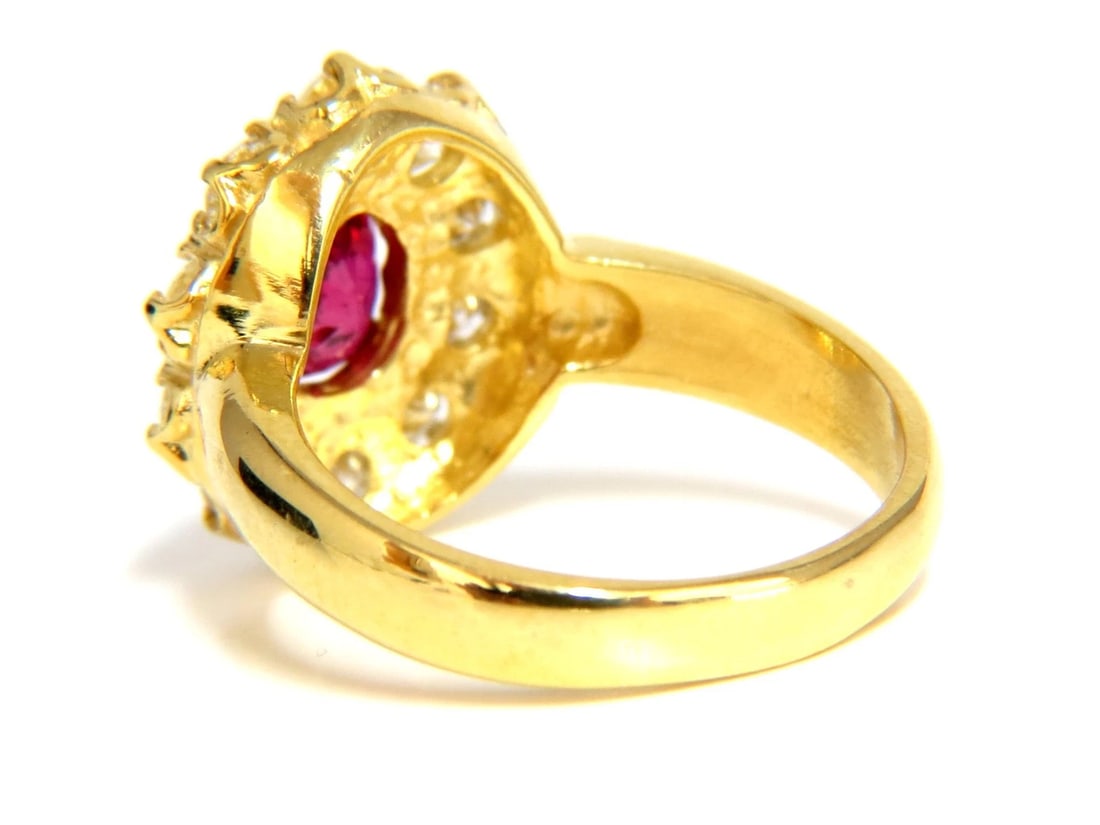 GIA Certified 1.12ct Natural No Heat Ruby Cluster Ballerina Diamonds Ring 18kt - 4
