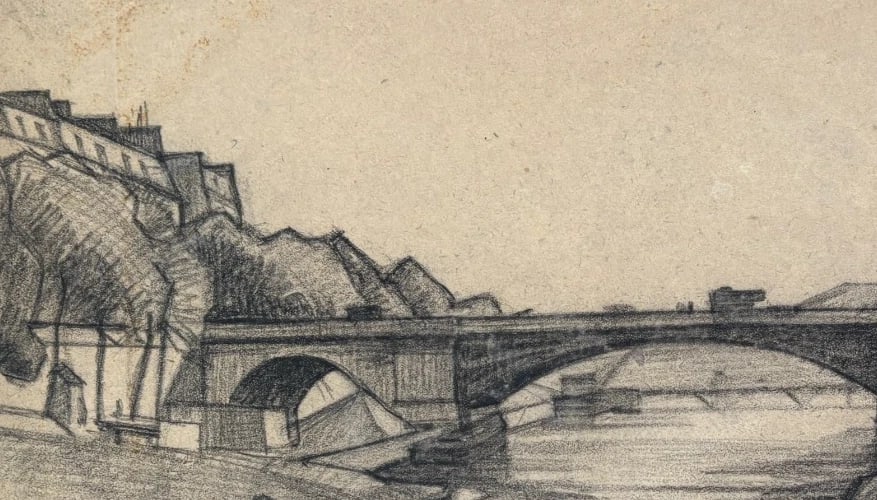 Henri MORISSET (1870-1956) Landscape People Drawing Vintage Original signed - 4