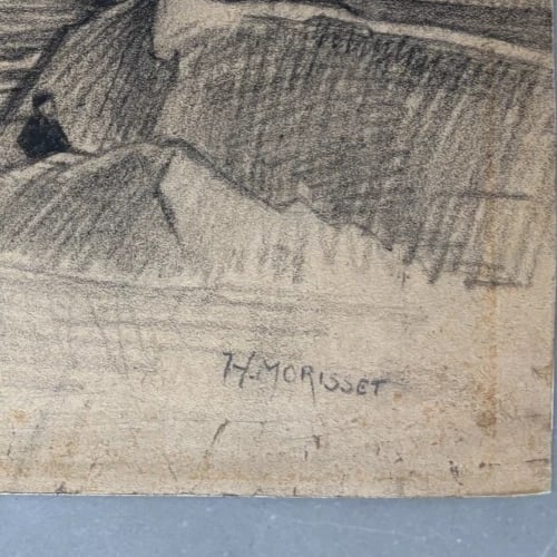 Henri MORISSET (1870-1956) Landscape People Drawing Vintage Original signed - 6