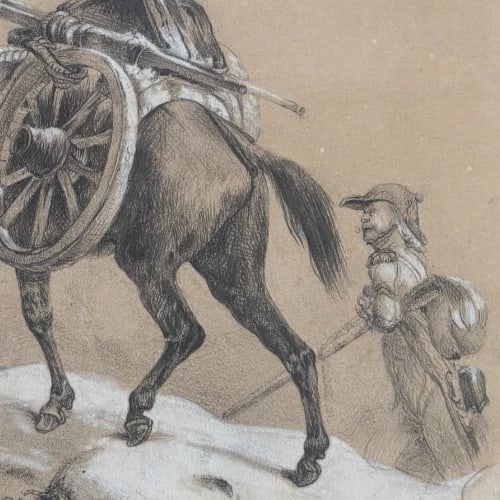Horse, Military, Men, War 19th century - Drawing Vintage Original - 4