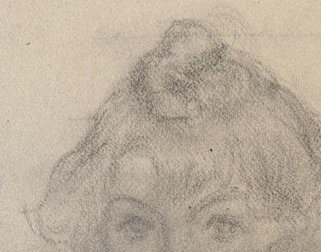 Antique Original Drawing Child, Girl Portrait - 7