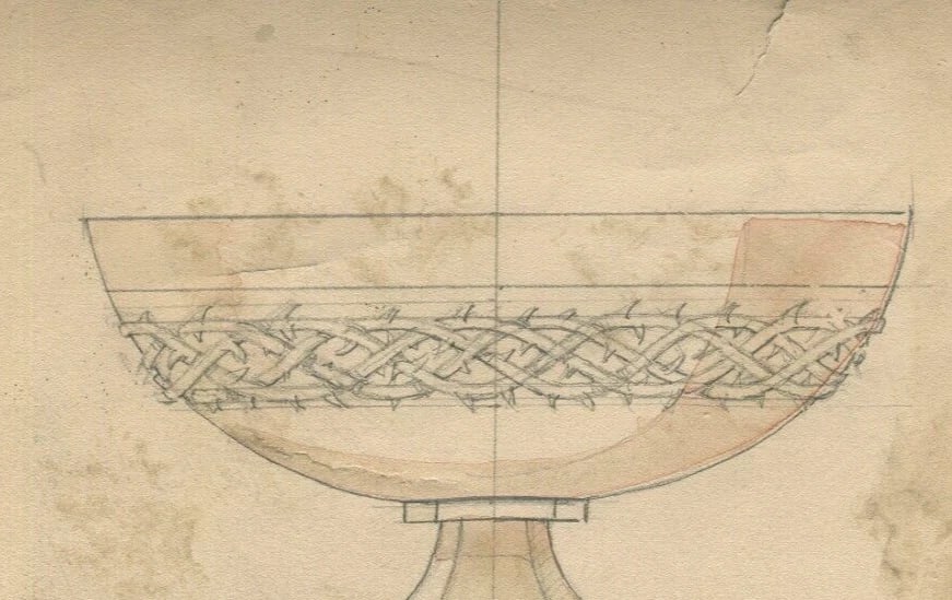 Vase, Cup, Goldsmith, Decoration Religious Drawing Antique Art Nouveau Original - 3