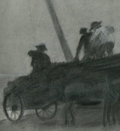 Maritime Landscape, People Boats, Sea - Drawing Antique Original signed - 2