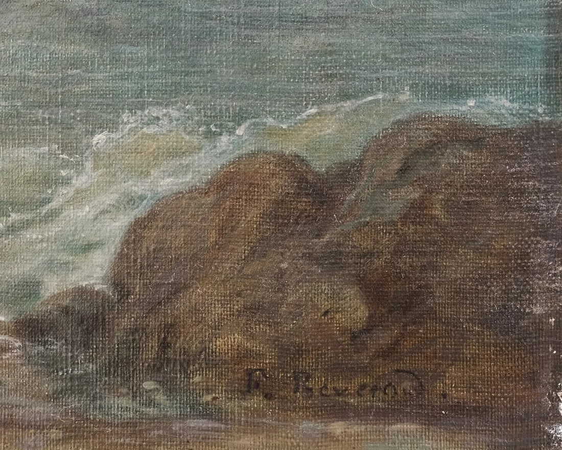 Antique Oil Painting Original signed Maritime Seascape, Boat, Seascape 1903 - 6