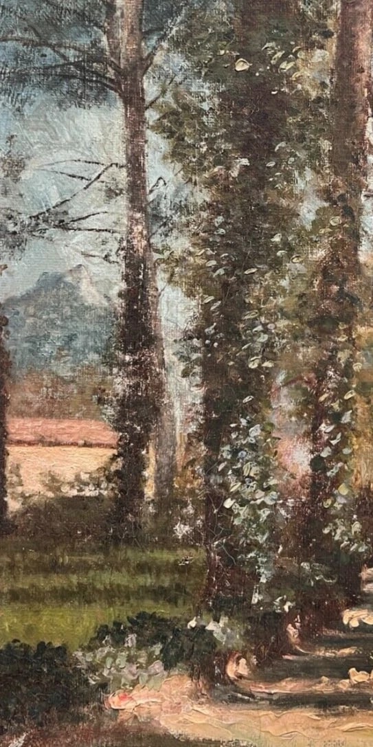 Antique Original Painting Forest and Trees Landscape - 3