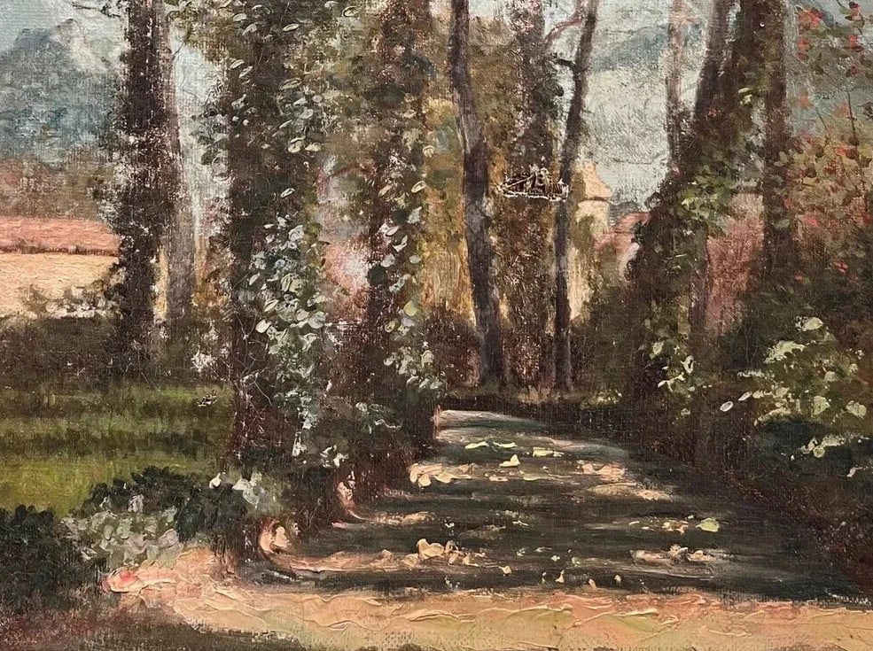 Antique Original Painting Forest and Trees Landscape - 4