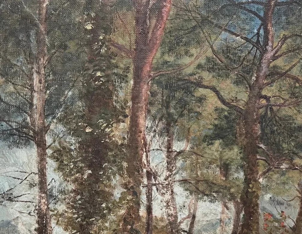 Antique Original Painting Forest and Trees Landscape - 5