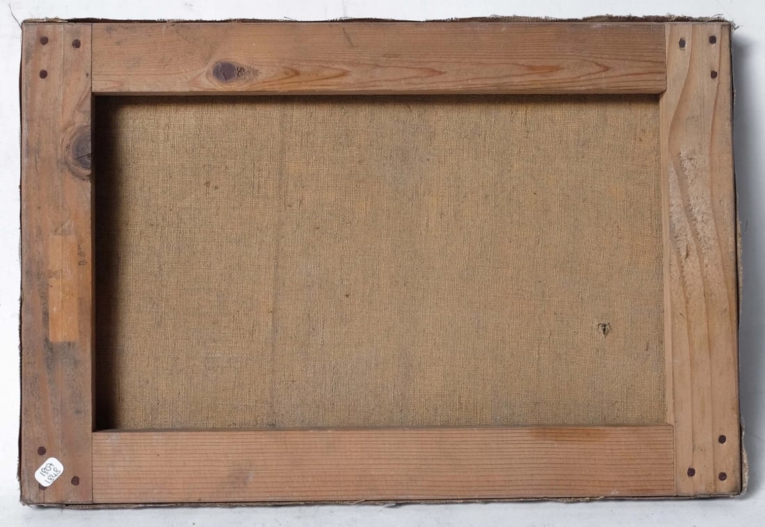 Antique Oil Original Painting, Landscape, Livestock, Farmer, Sheep, Dog - 7