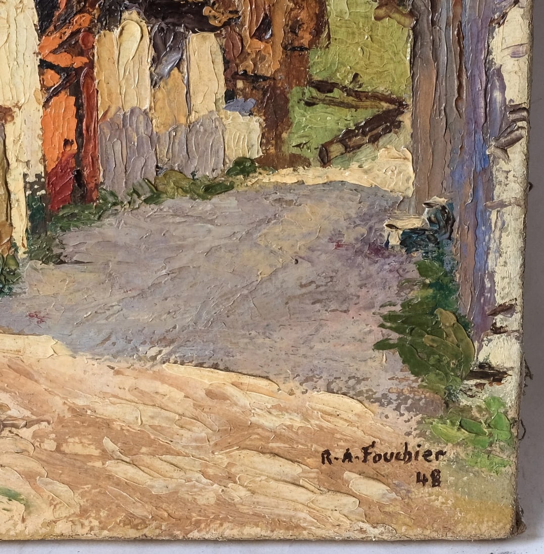 Antique Original Painting Mountain Landscape 1948 - 5