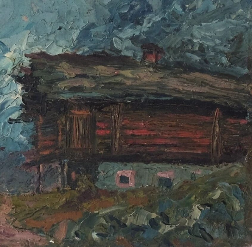 Antique Original Painting Mountain Landscape Chalets, Flaine - 4