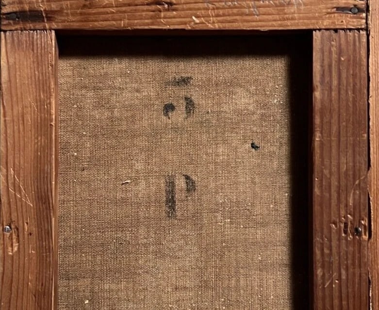 Antique Oil Original Painting People, Community, Couple, Park, Nature signed - 6