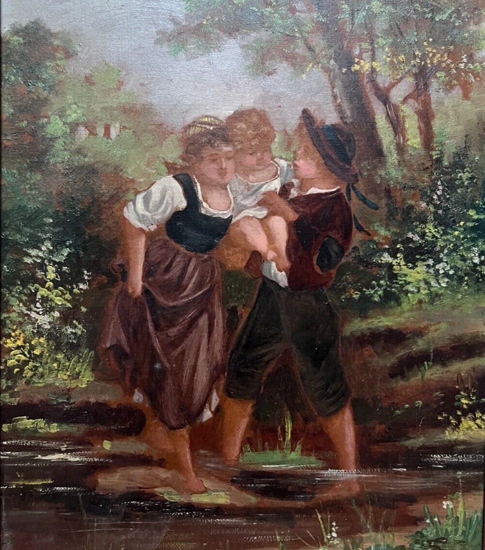 Antique Oil Painting on Canvas Origina Family Portrait, Baby: Antique Oil Painting on Canvas Origina Family Portrait, Baby Description Oil on canvas 27.5 x 21.5 cm Reserve: $200.00 Shipping:Domestic: Flat-rate of $25.00 to anywhere within the