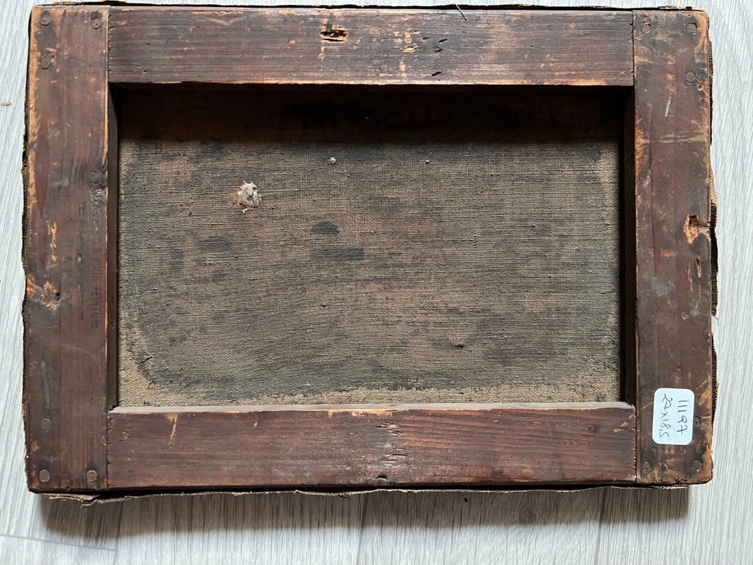 Antique Painting Original Landscape, River, Trees, Rocks signed - 8