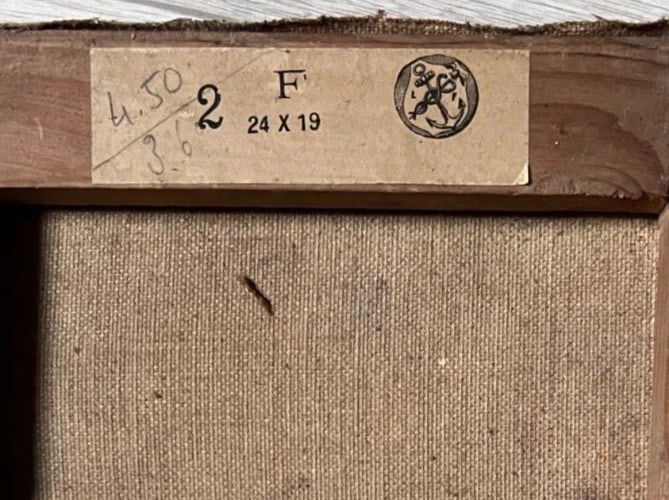 Antique Oil Vintage Original Painting Landscape Mountain Village, Chicken - 8