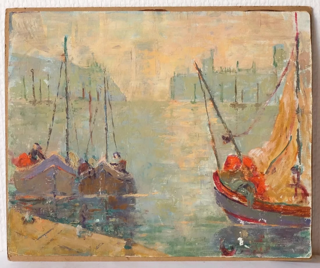 Antique Oil Original Painting Maritime Landscape, Seascape - 2