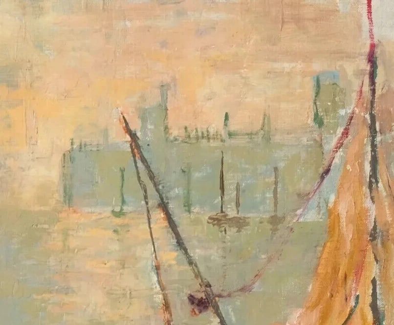 Antique Oil Original Painting Maritime Landscape, Seascape - 6