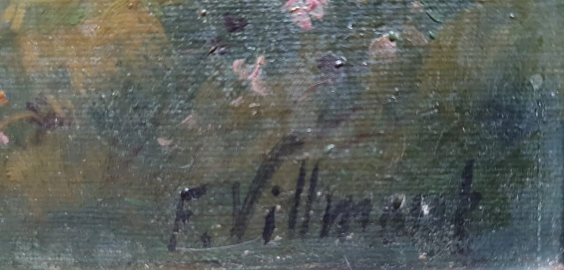 Antique Original Painting Woman in a Forest Tree Landscape - 2