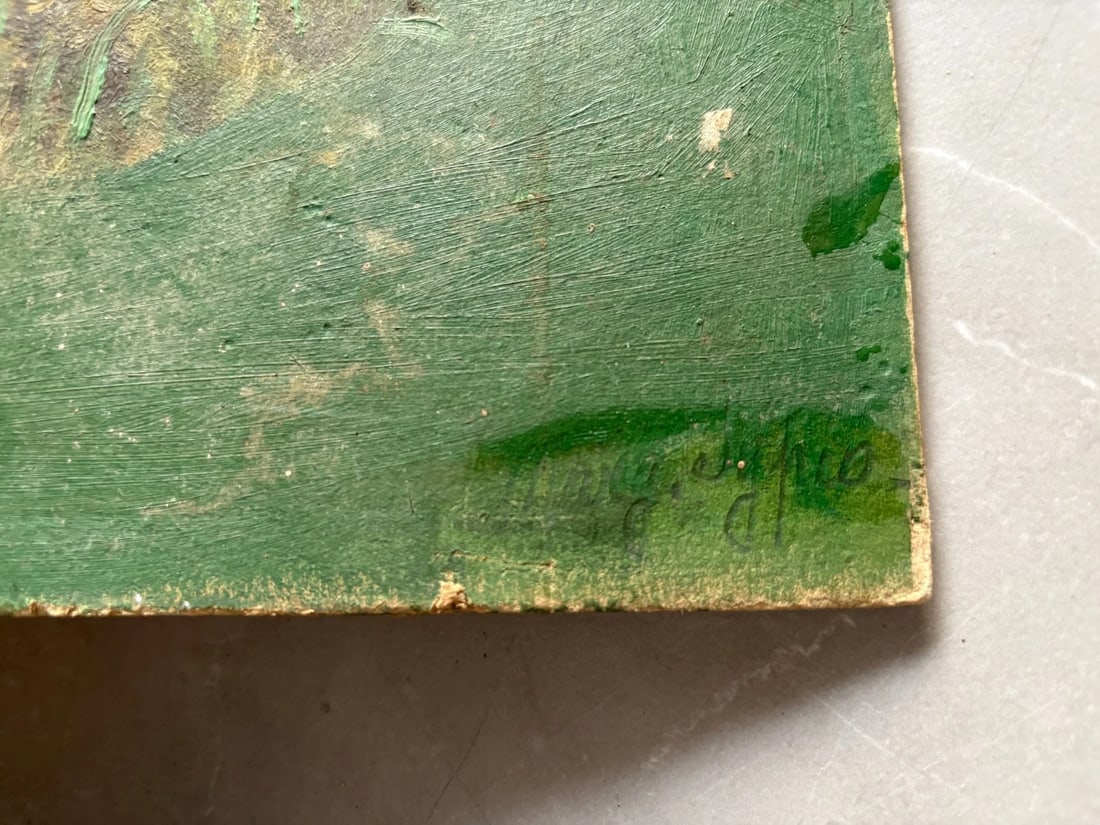 Antique Oil Original Painting Signed Garden Landscape, Floral - 3