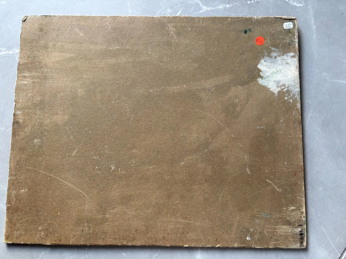 Antique Oil Original Painting Signed Garden Landscape, Floral - 4