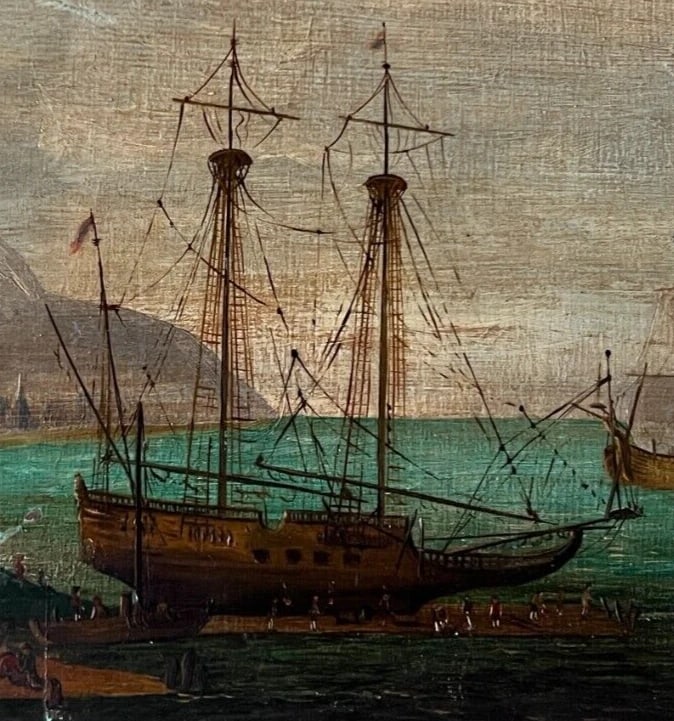 Antique Painting Original Northen Town Cityview Landscape - 4