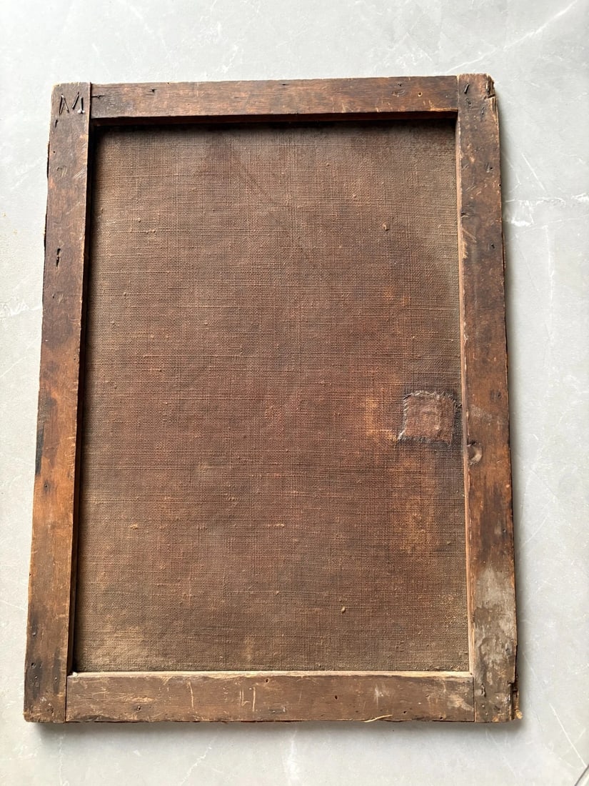 Antique Oil Original Painting Young Girl Portrait Landscape 1839 Signed AUBIN - 8