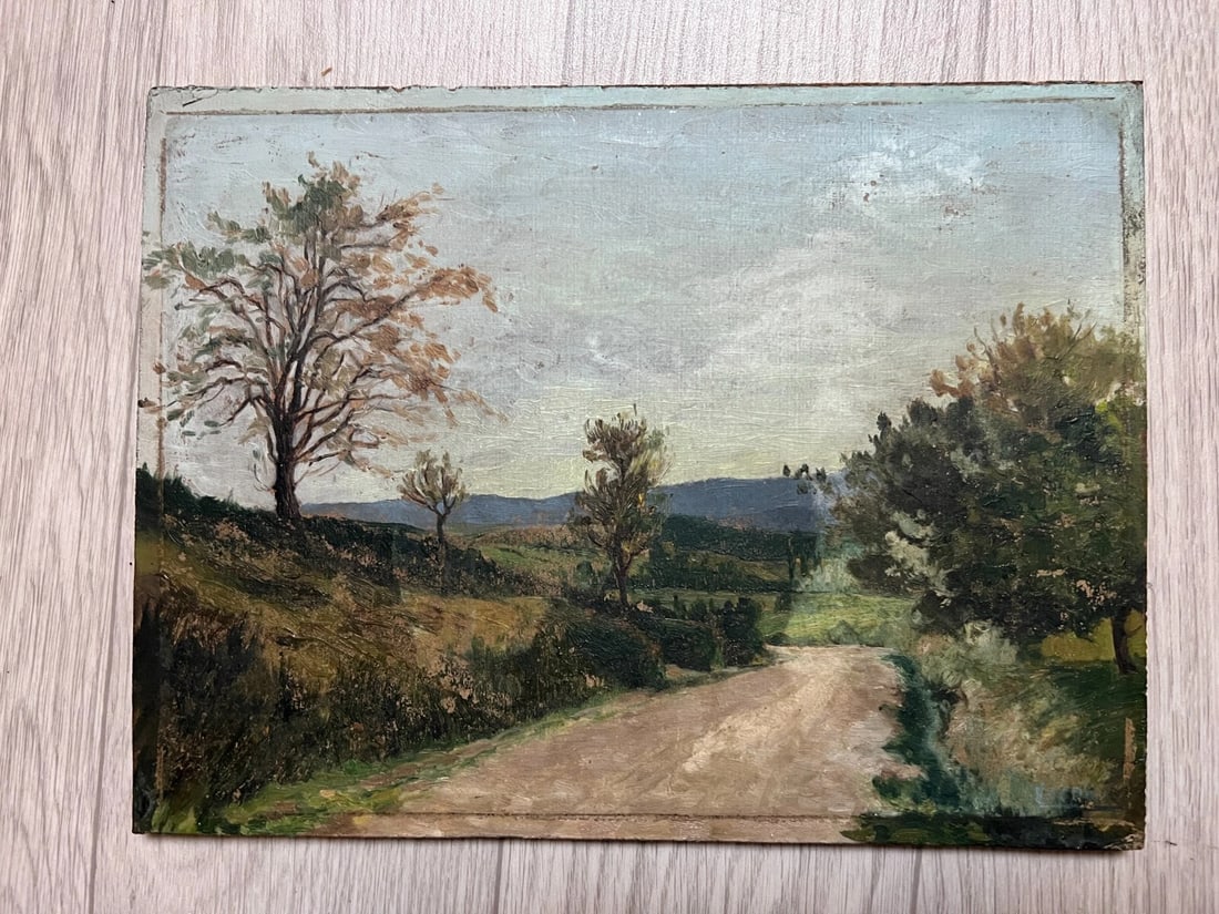 Antique Original Painting Landscape, Forest, Trees - 2