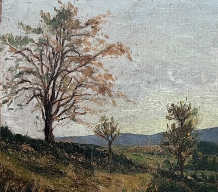 Antique Original Painting Landscape, Forest, Trees - 3