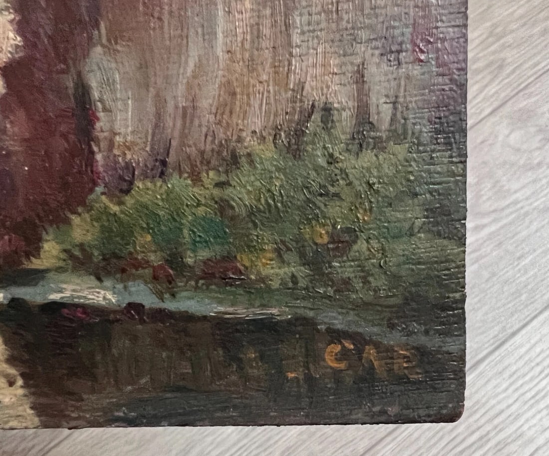 Antique Painting Original Landscape, Mountain, River, Mountain 1939 - 6