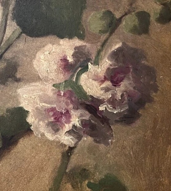 Vintage Antique Oil Painting Still Life Bouquet, Flowers in a Vase - 3