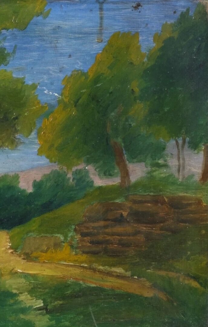 Vintage Original Painting signed Olympia Landscape Forest and Trees - 4