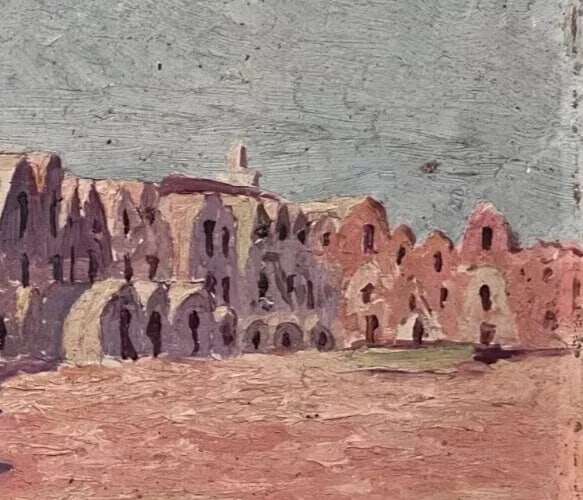 Antique Old Original Orientalist Painting Landscape - 3