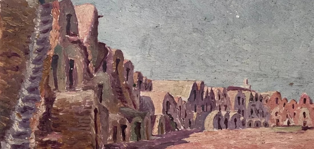 Antique Old Original Orientalist Painting Landscape - 5