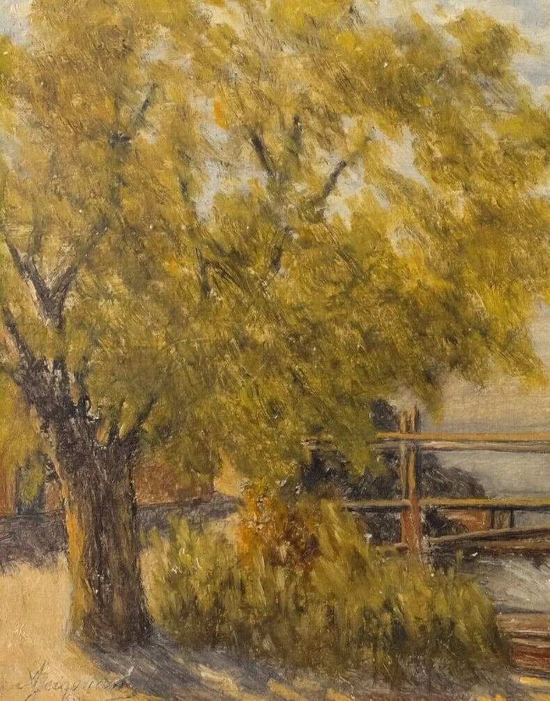 Antique Oil Original Painting signed Bourasque on Leman Amphion Haute Savoie - 3