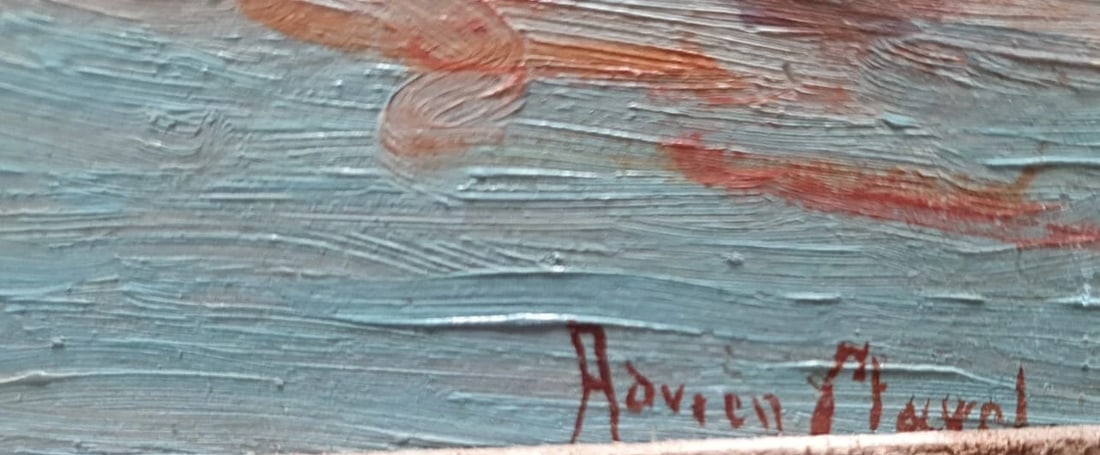 Antique Oil Original Painting signed Maritime Landscape, Seascape - 4