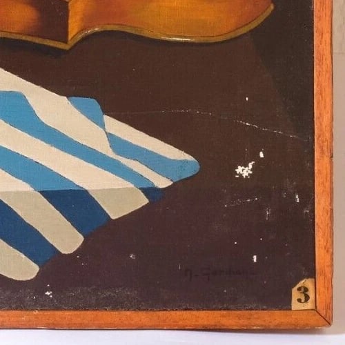 Antique Oil Old Original Painting Still life with Violin, Still Life - 6