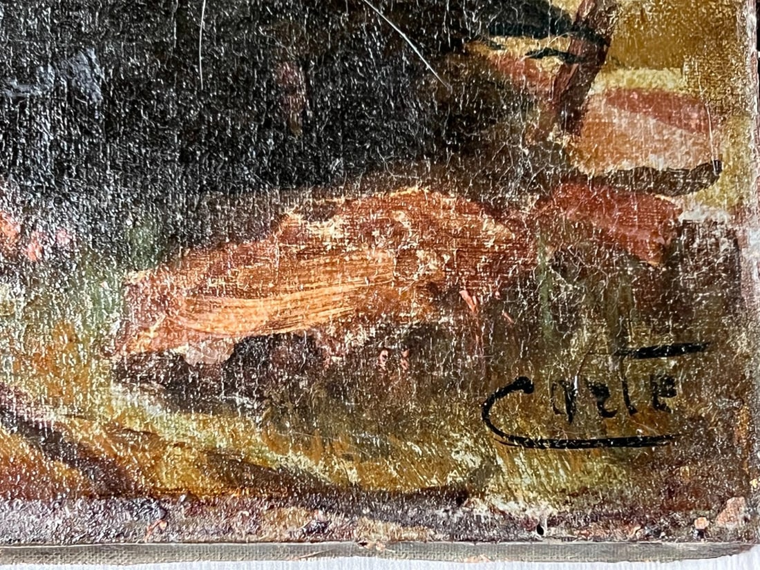 Antique Original Painting Chalet River Mountain Landscape 19th century - 4