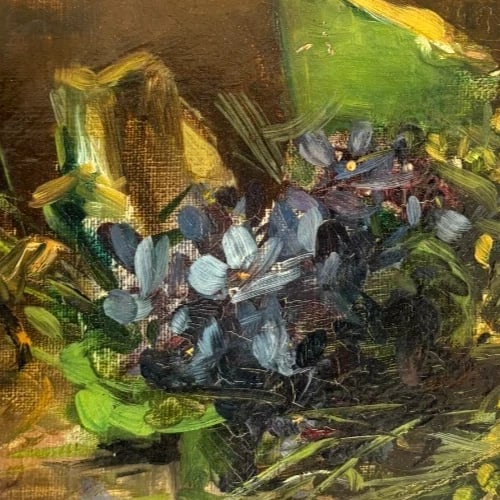 Antique Painting Original Still Life, Flowers, Pichet, signed 19th century - 3