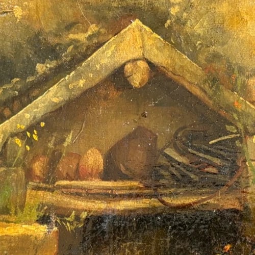 Antique Original Painting FirePlace, House, Garden 19th century - 4