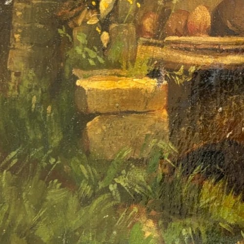 Antique Original Painting FirePlace, House, Garden 19th century - 5