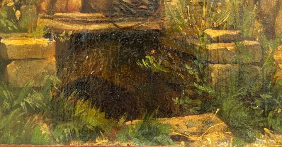 Antique Original Painting FirePlace, House, Garden 19th century - 6