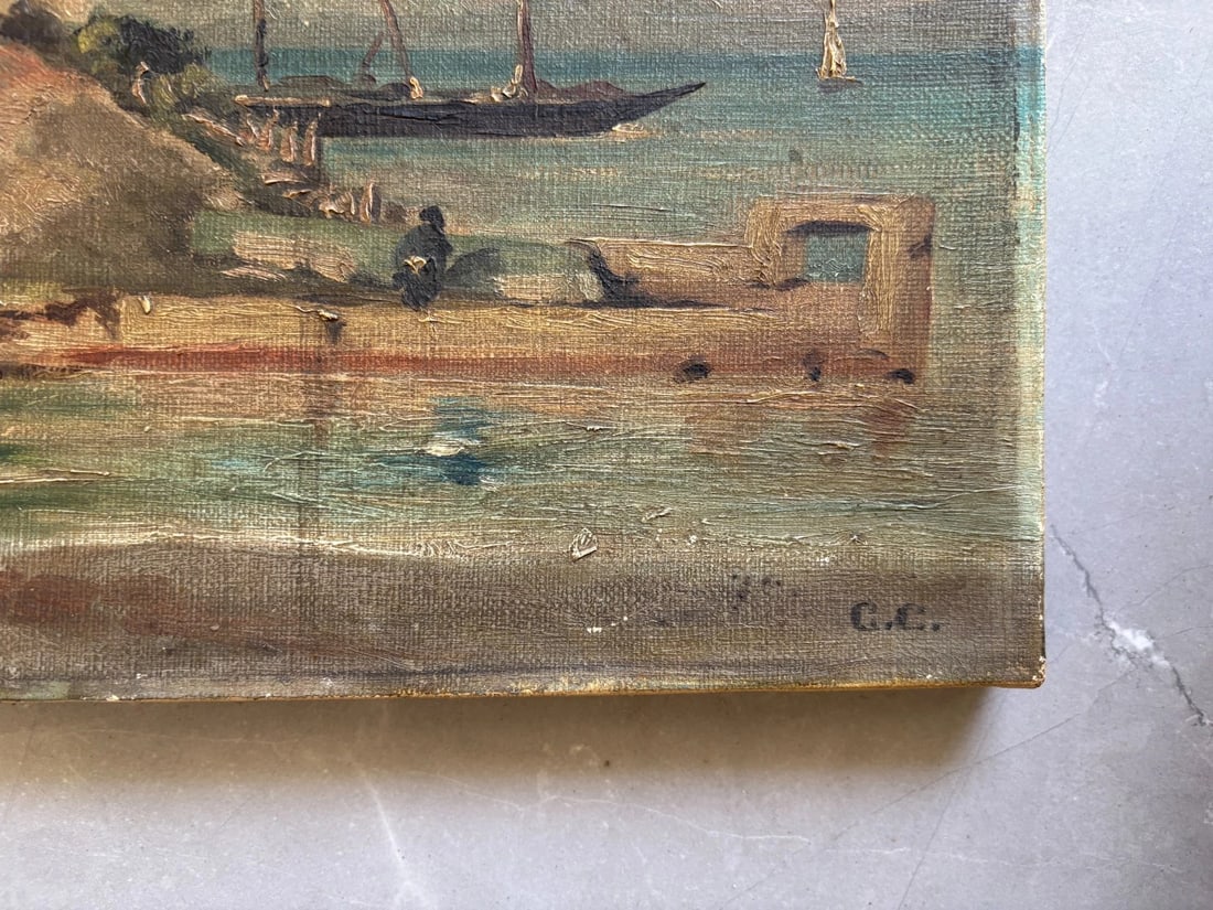 Vintage Oil Painting Maritime Boat, Seascape, Landscape 19th century - 7