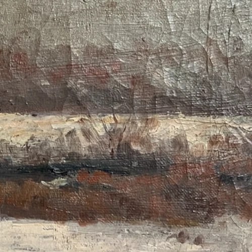 Antique Original Painting Seaview, Seaside, Sea, Nature, Winter 19th century - 4