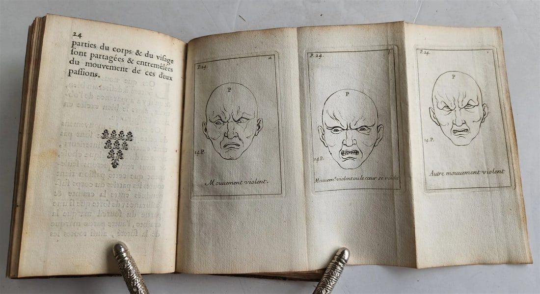 1713 ARTIST'S MANUAL by LE BRUN in FRENCH antique ILLUSTRATED PHYSIOGNOMY - 18