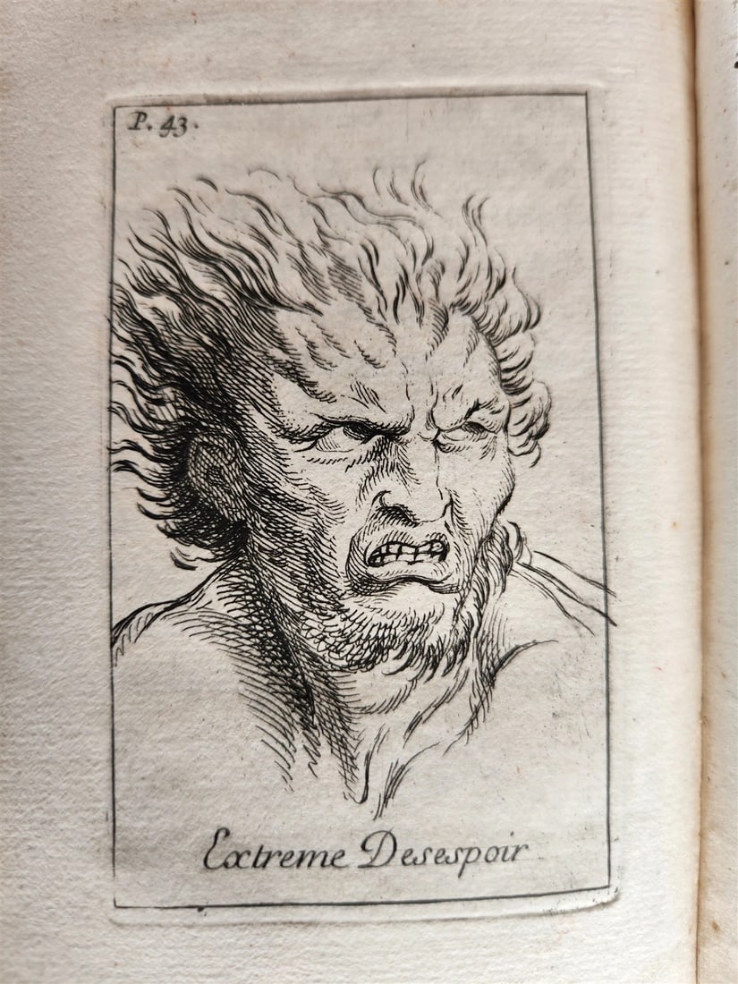 1713 ARTIST'S MANUAL by LE BRUN in FRENCH antique ILLUSTRATED PHYSIOGNOMY (1 of 20)