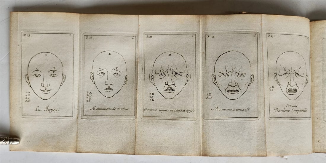1713 ARTIST'S MANUAL by LE BRUN in FRENCH antique ILLUSTRATED PHYSIOGNOMY - 20