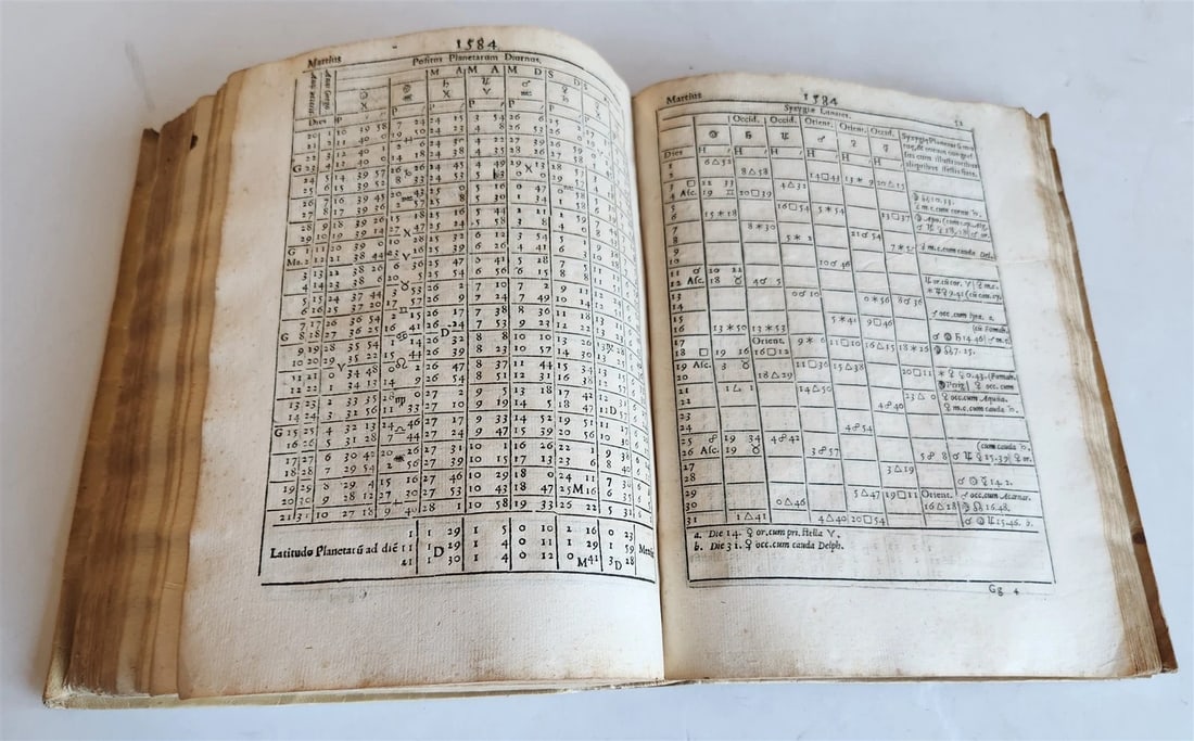 1582 ASTRONOMY & ASTROLOGY Ephemerides Coelestium Motuum ANTIQUE 2 vellum vols - 12